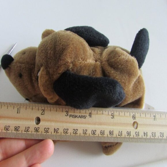 Brown Bassett Hound Dog Puppy with Black ears 7" long spotted nose PLUSH - Picture 9 of 10